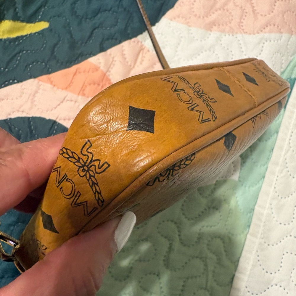 MCM Cognac Visetos Leather Crossbody with Bear Patch and Dark Teal Detail - Picture 9 of 12